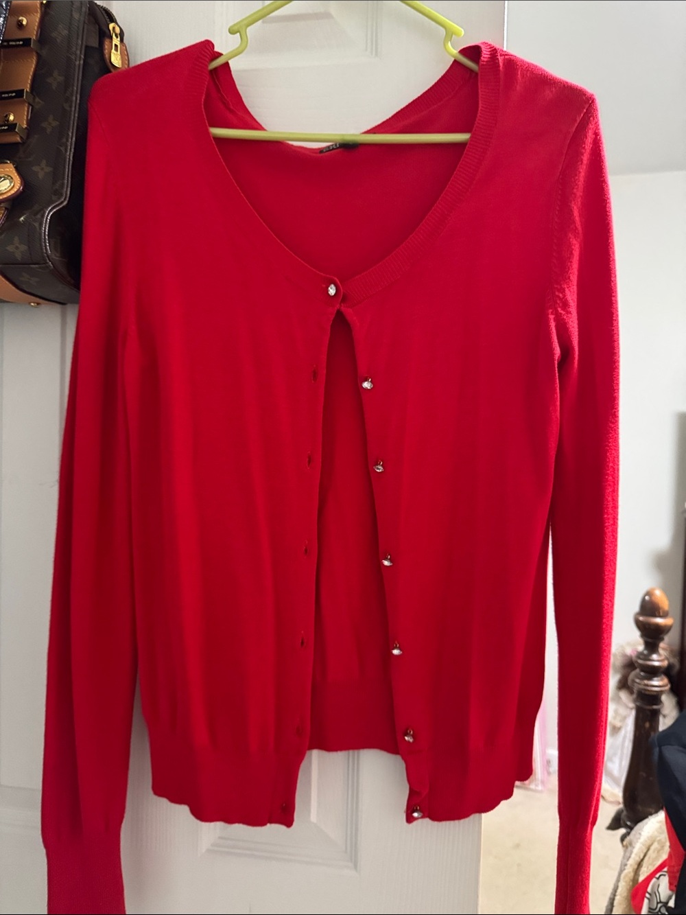 Express Red Women's Button Cardigan Sweater